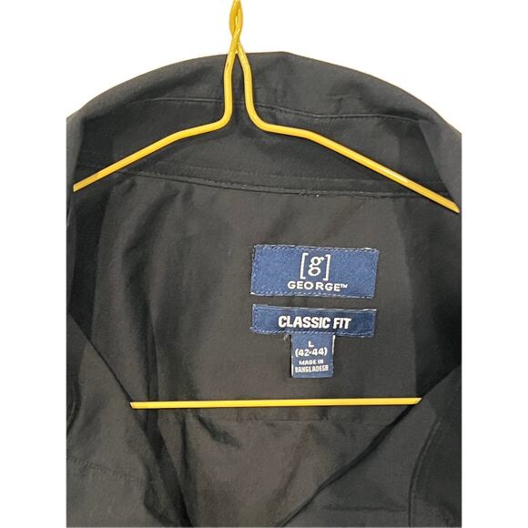 George All Black Button Up Dress Shirt Mens L - Picture 3 of 3